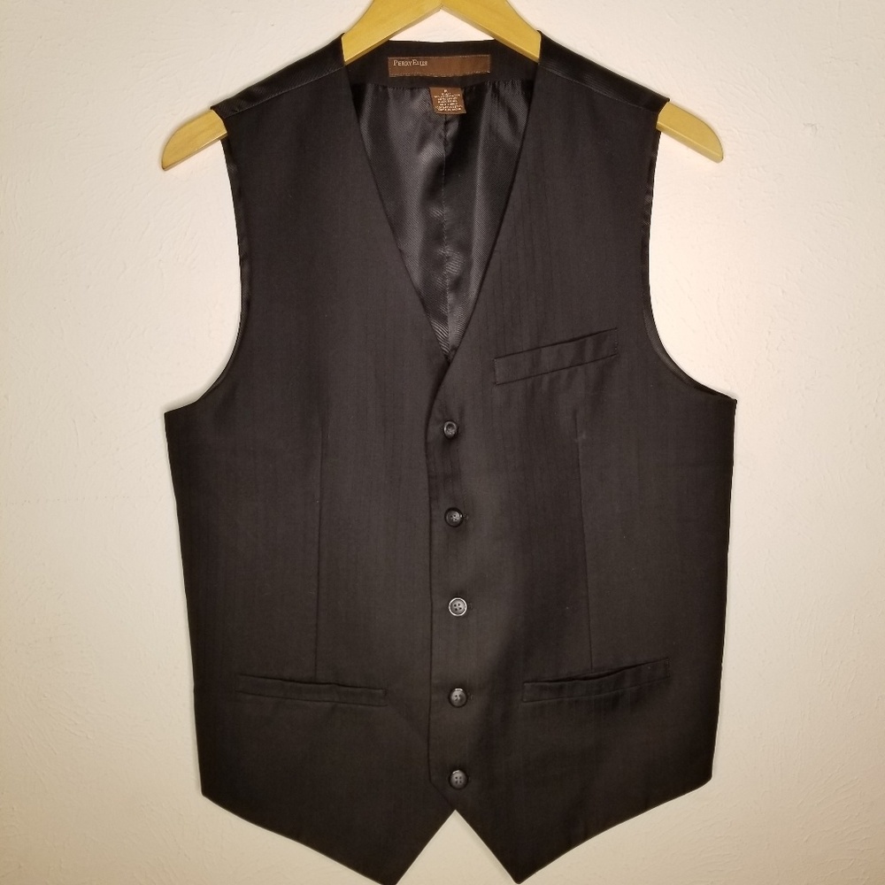 Perry Ellis Black Men's Polyester Blend Vest